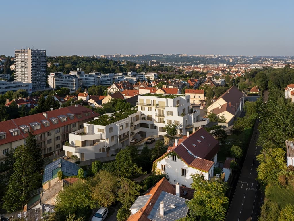 Rezidence Dejvice - letecký pohled
